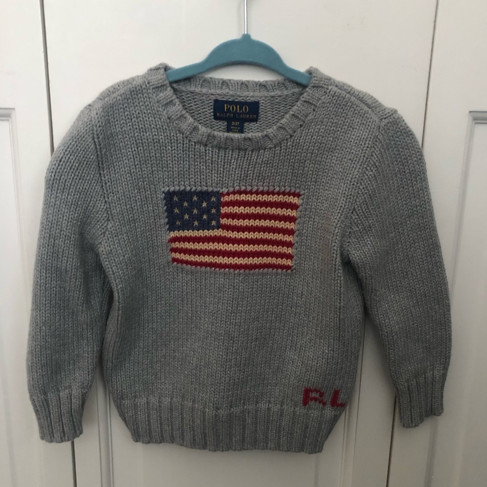 Ralph Lauren Toddler Boys Flag Sweater - rare gray
